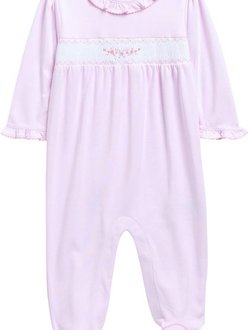 Kissy Kissy Pink Long-Sleeve Smocked One-Piece Bodysuit